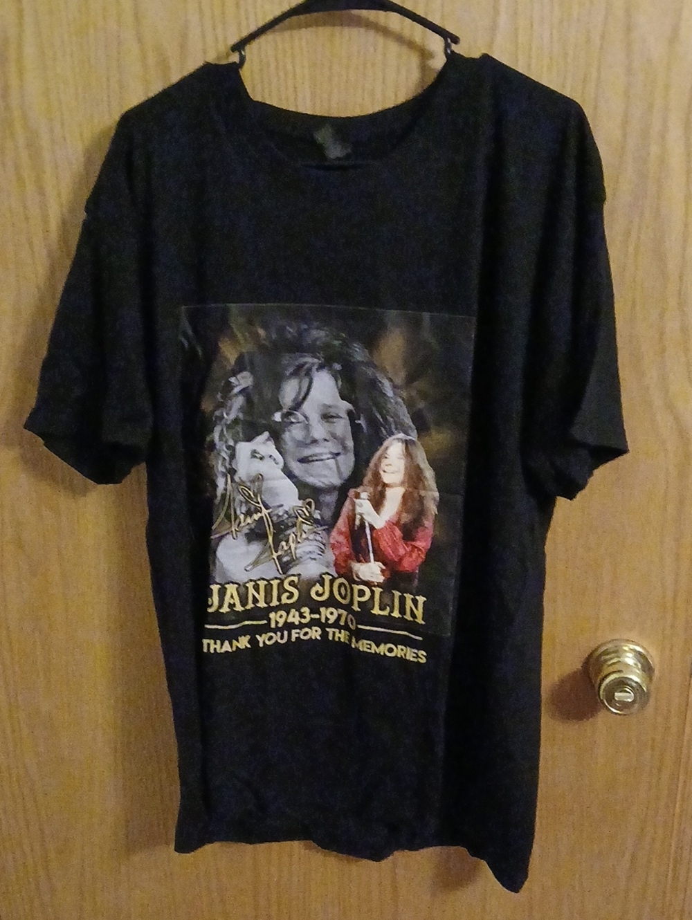 Janis Joplin Graphic Band Tee - Black with Yellow & Red Print (Offcenter)